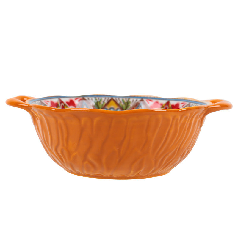 Boho Spirit – Ceramic Cutlery & Serveware Collection | Underglaze Color Bowls & Baking Pans