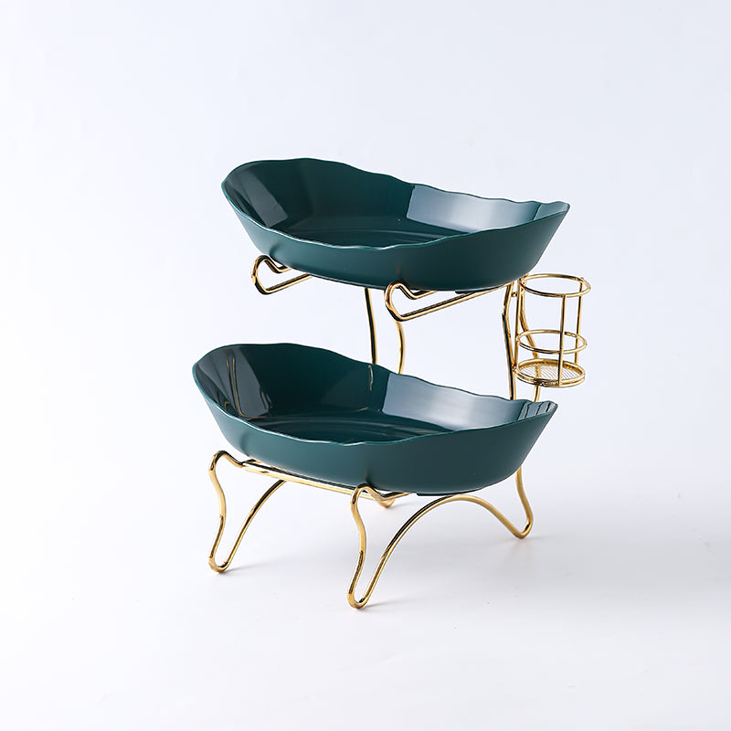 Nordic-Inspired 2-Tier Dessert & Candy Serving Plate – Sophisticated Luxury Design