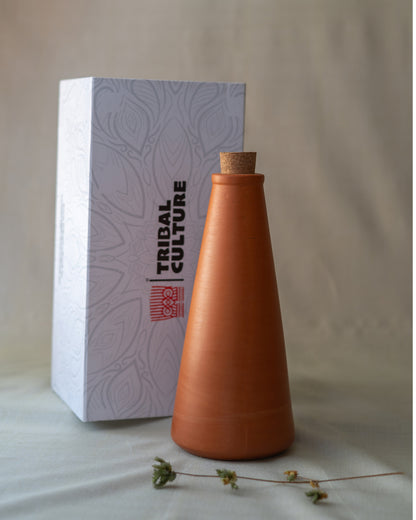 Handmade Conical Terracotta Bottle - Natural Cooling, Pure Hydration