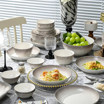 Graceful Classic Plant Glaze Ceramic Dinner Set – 54pcs of Luxury & Style