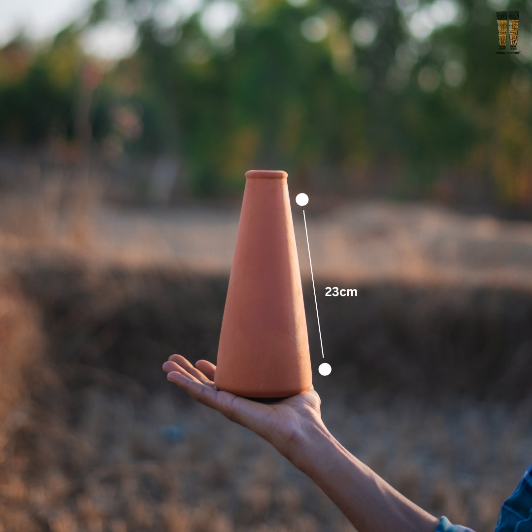 Handmade Conical Terracotta Bottle - Natural Cooling, Pure Hydration