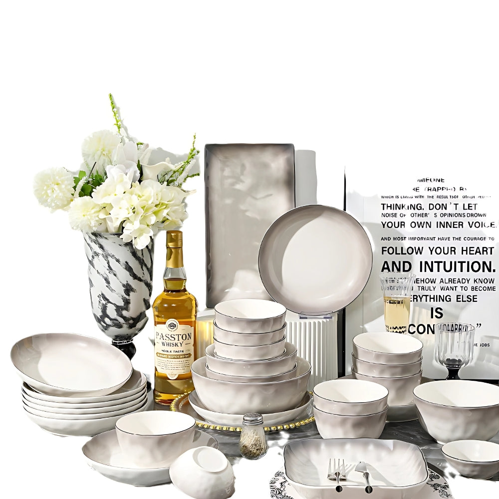 Graceful Classic Plant Glaze Ceramic Dinner Set – 54pcs of Luxury & Style