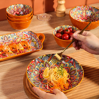 Boho Spirit – Ceramic Cutlery & Serveware Collection | Underglaze Color Bowls & Baking Pans