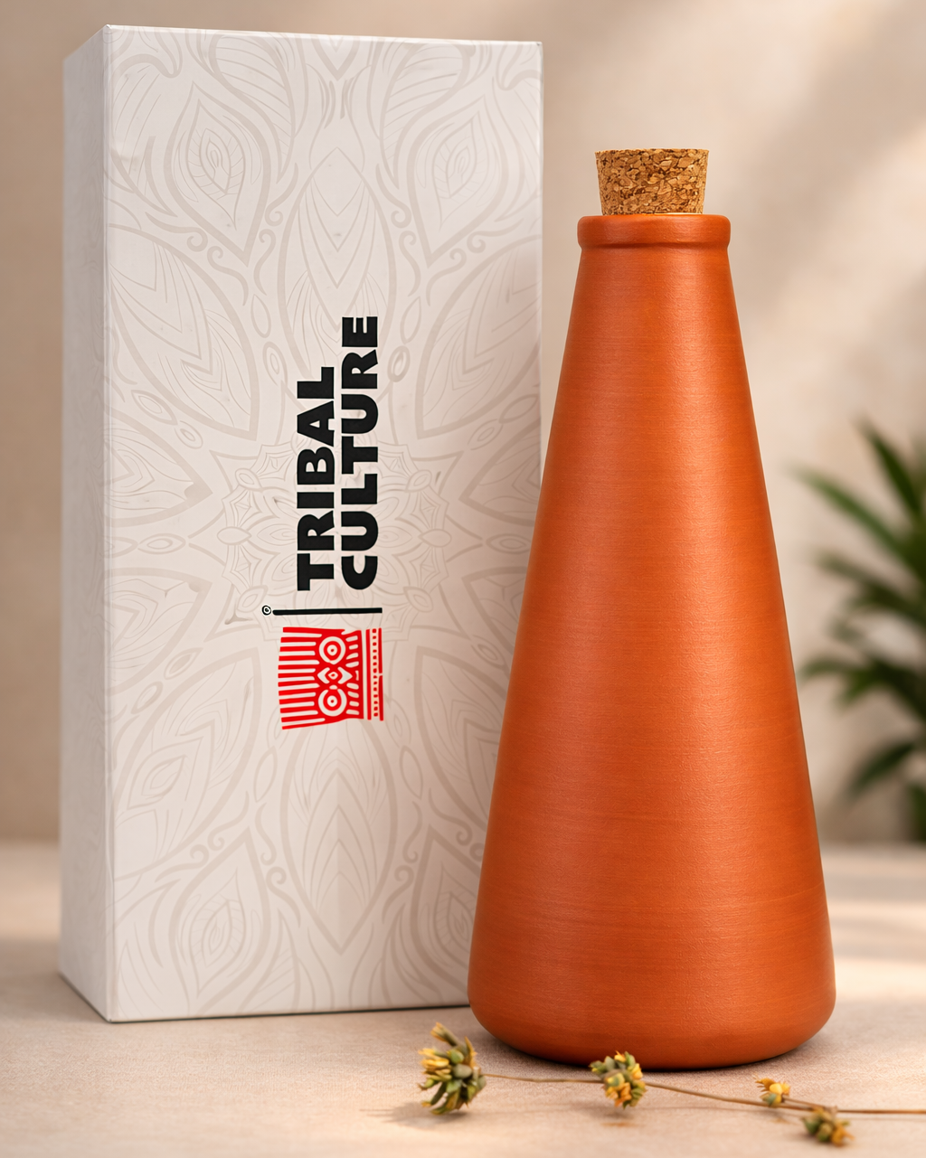 Handmade Conical Terracotta Bottle - Natural Cooling, Pure Hydration