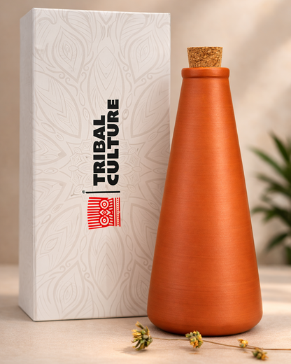 Handmade Conical Terracotta Bottle - Natural Cooling, Pure Hydration