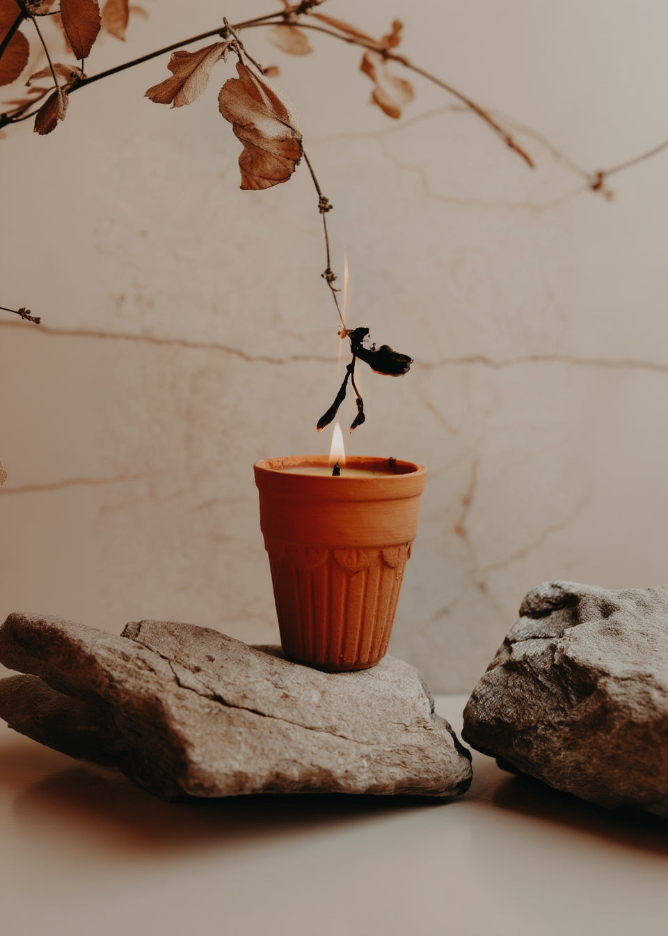 Tema Terracotta Kulhad Sandalwood Fragrance Soy Wax Candle | Handmade Eco-Friendly Clay Candle | Tribal Culture
