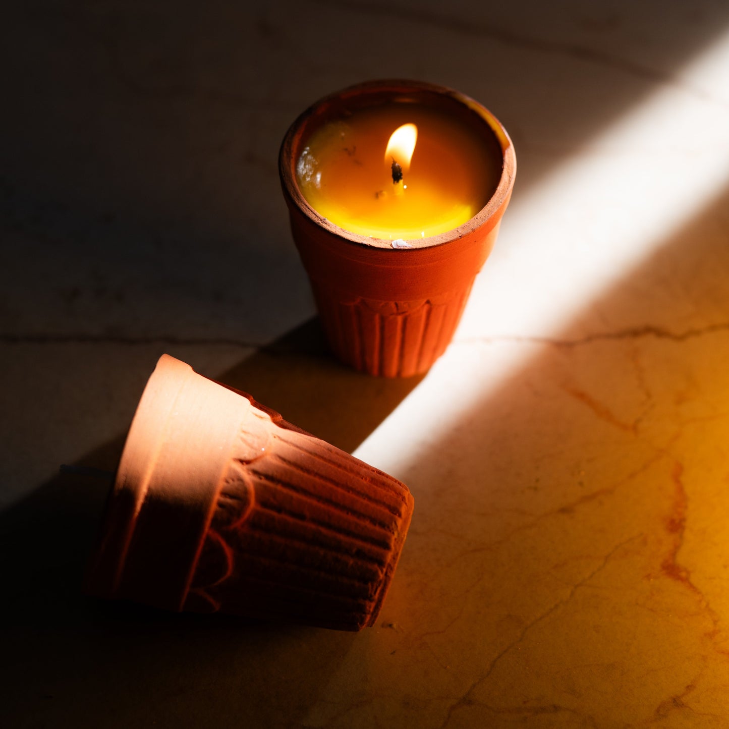 Tema Terracotta Kulhad Sandalwood Fragrance Soy Wax Candle | Handmade Eco-Friendly Clay Candle | Tribal Culture