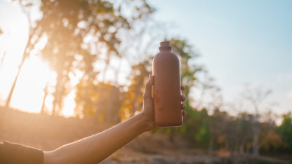 Minimal Cylindrical Terracotta Water Bottle with Cork Lid | Eco-Friendly Natural Cooling Bottle