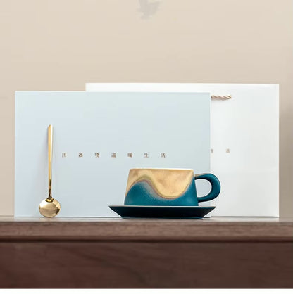 Classic Blue Ceramic Coffee Cup – Elegant & Durable