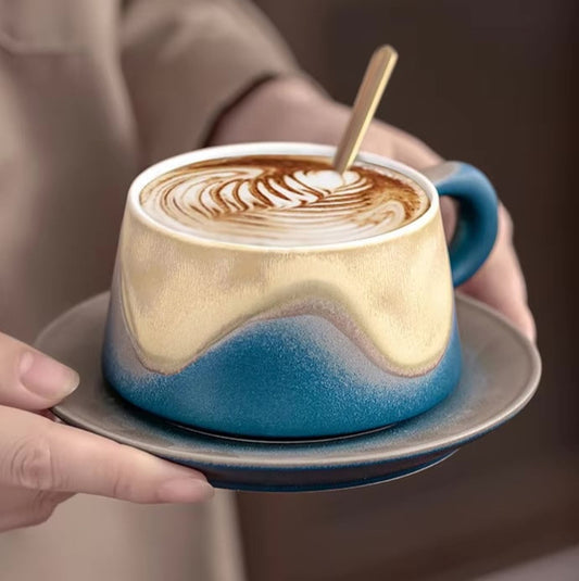 Classic Blue Ceramic Coffee Cup – Elegant & Durable