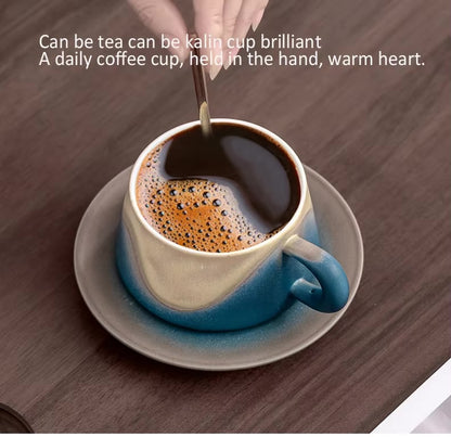 Classic Blue Ceramic Coffee Cup – Elegant & Durable