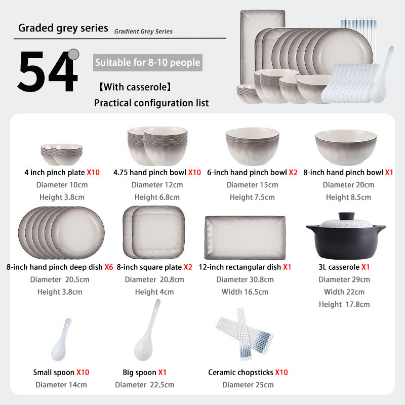 Graceful Classic Plant Glaze Ceramic Dinner Set – 54pcs of Luxury & Style