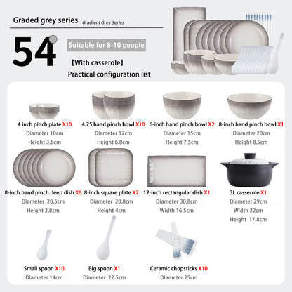 Graceful Classic Plant Glaze Ceramic Dinner Set – 54pcs of Luxury & Style