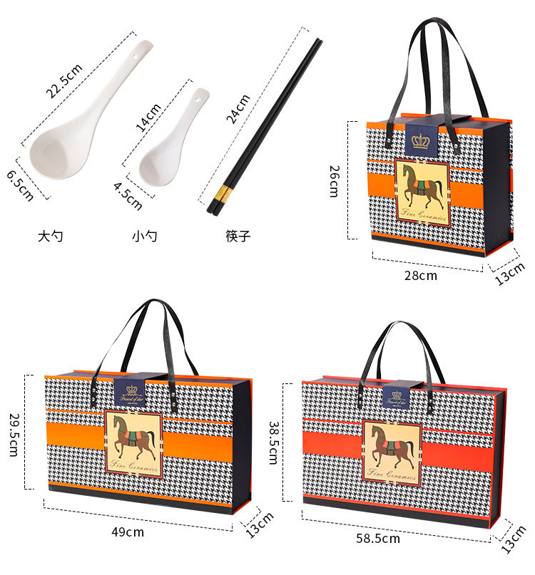 Regal Equine – Luxury Ceramic Dinner Set with Horse Motif | High-End Tableware