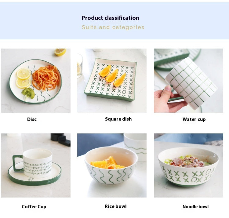 Hand-Painted Western Style Crayon Dinner Set (Round 17-Piece)