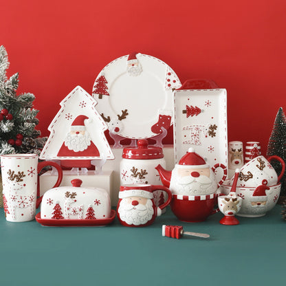 Nordic Stitching Santa Claus Dinnerware | 30 Pcs