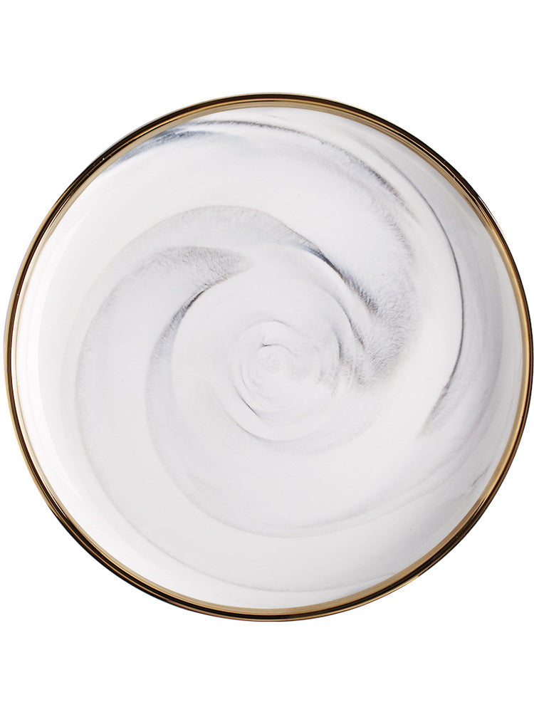 Modern Luxury White Marble Texture Gold-Edged Dinnerware