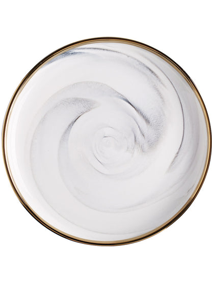 Modern Luxury White Marble Texture Gold-Edged Dinnerware