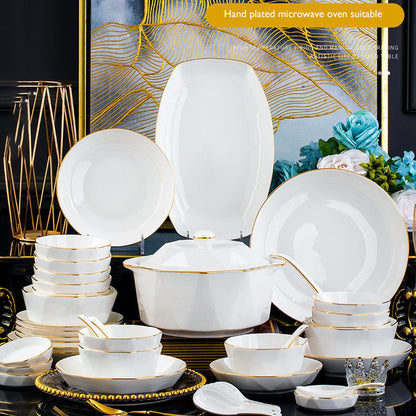 Nordic Elegant Gold Hexagonal Bone China Dinnerware