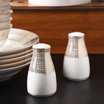 Luxury Pearl Golden Netted 58 Pcs Dinner / Tea Set with Gift Box