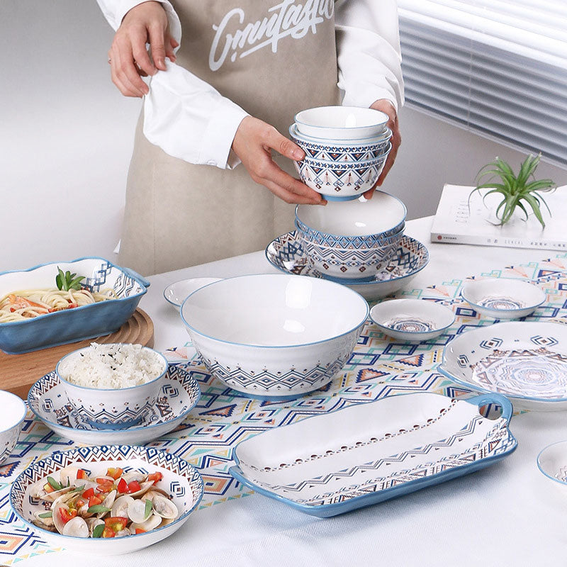 Japanese Bohemian Ceramic Dinnerware 32pcs