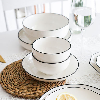 Elegant European Style Black Line Series Dinnerware 16 Pcs