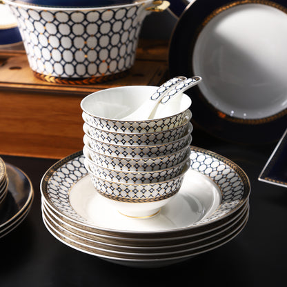 Odessa Cobalt Gold 58 Pcs Dinner Set with Gift Box