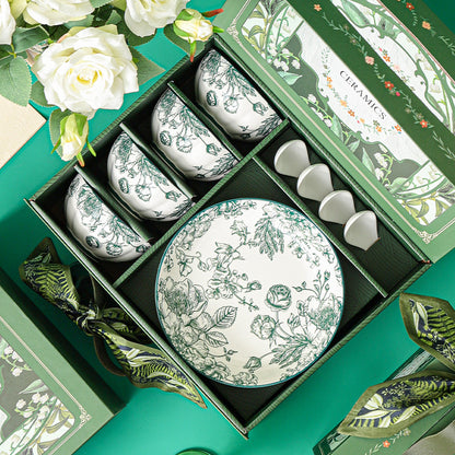 Green Rose Ceramic Gift Set