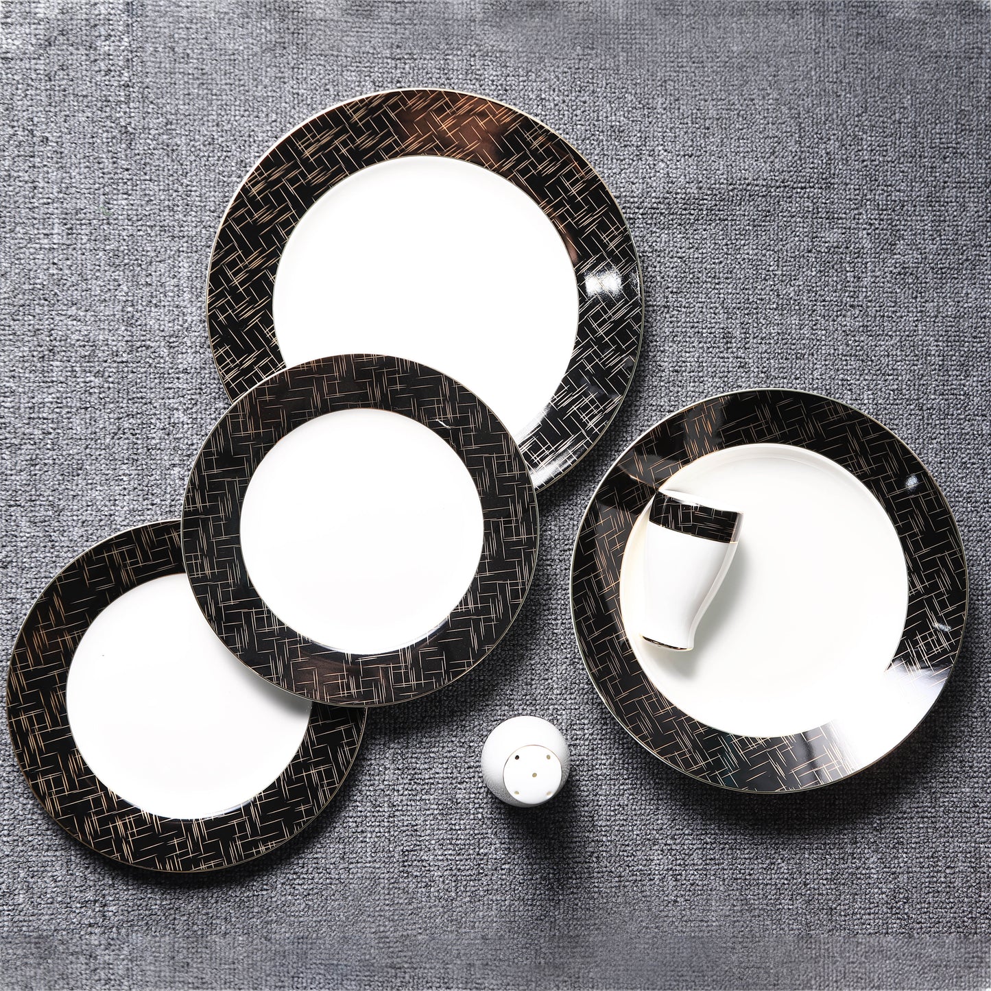 Marble Black Royal Style Luxury Dinnerware 58 Pcs