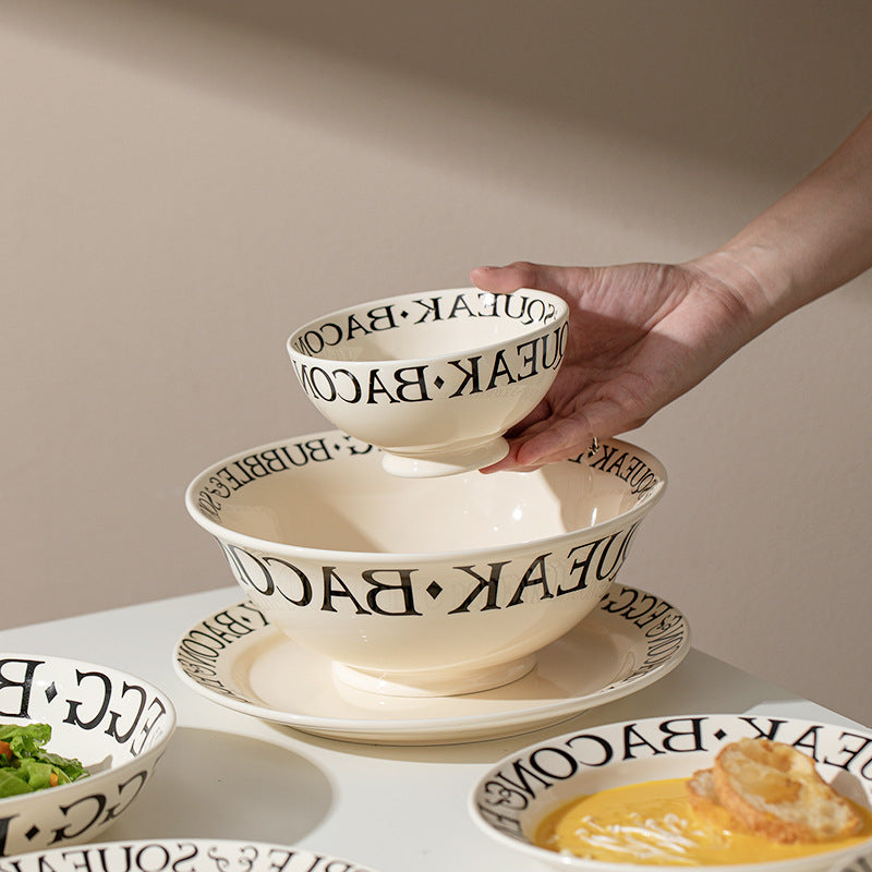 Minimalist Style Black Letter Ceramic 22 Pcs