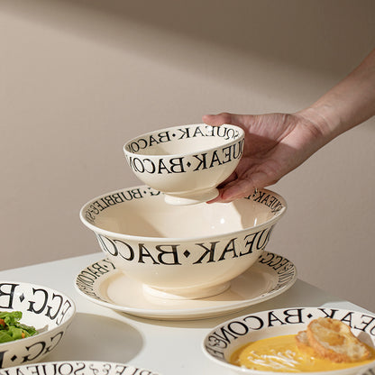 Minimalist Style Black Letter Ceramic 22 Pcs