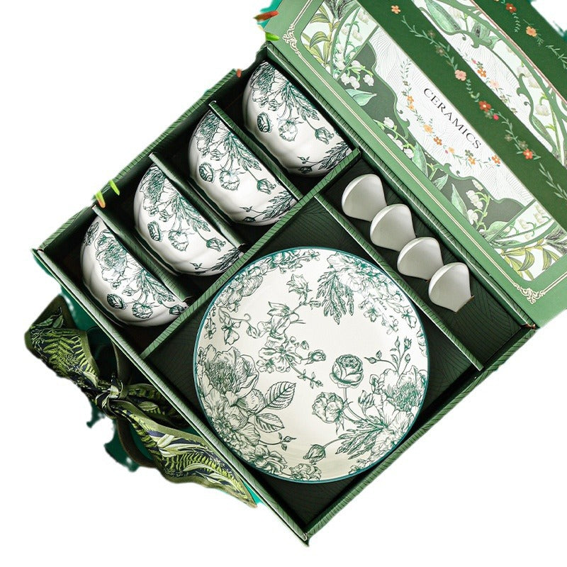 Green Rose Ceramic Gift Set