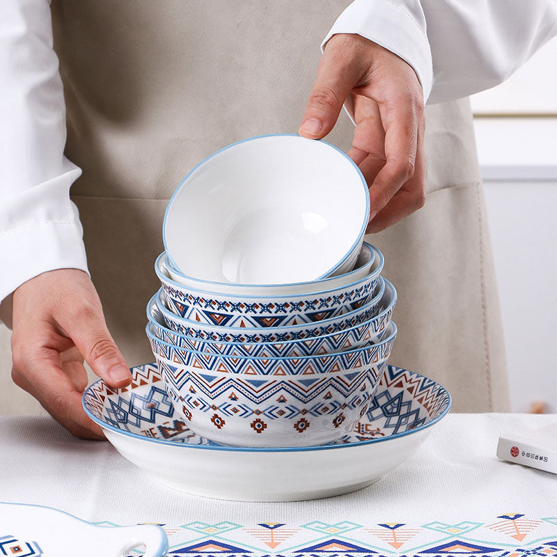 Japanese Bohemian Ceramic Dinnerware 32pcs