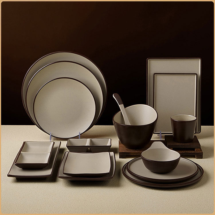 Minimal Style Brown and Beige Dinnerware 38pcs