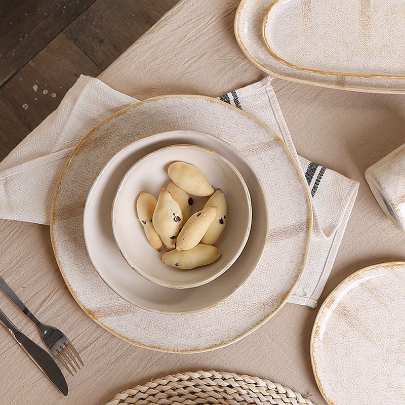 Hand Kneaded Cloth Bag Texture Ceramic Dinnerware