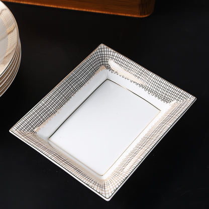 Luxury Pearl Golden Netted 58 Pcs Dinner / Tea Set with Gift Box