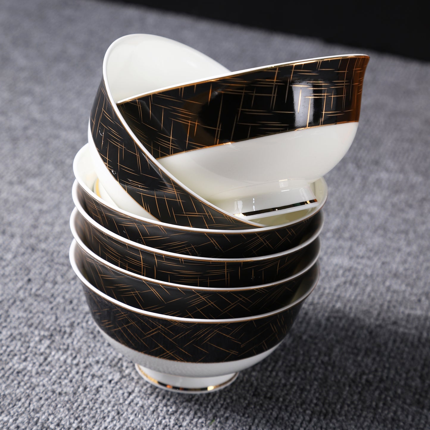 Marble Black Royal Style Luxury Dinnerware 58 Pcs