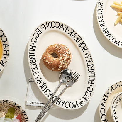 Minimalist Style Black Letter Ceramic 22 Pcs