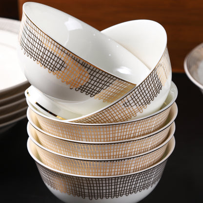 Luxury Pearl Golden Netted 58 Pcs Dinner / Tea Set with Gift Box