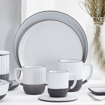 Roman Vertical Pattern Embossed Ceramic Dinner Set