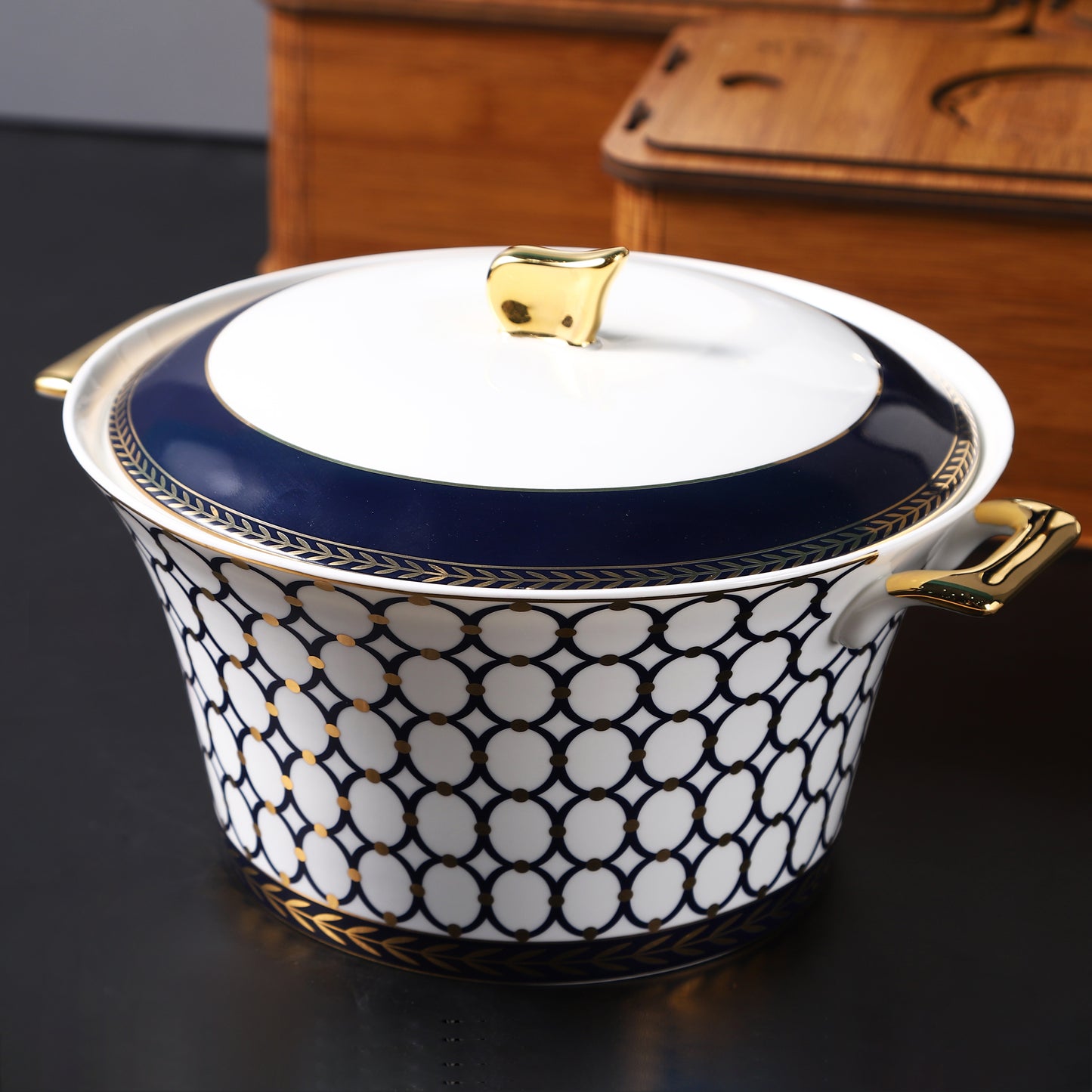 Odessa Cobalt Gold 58 Pcs Dinner Set with Gift Box