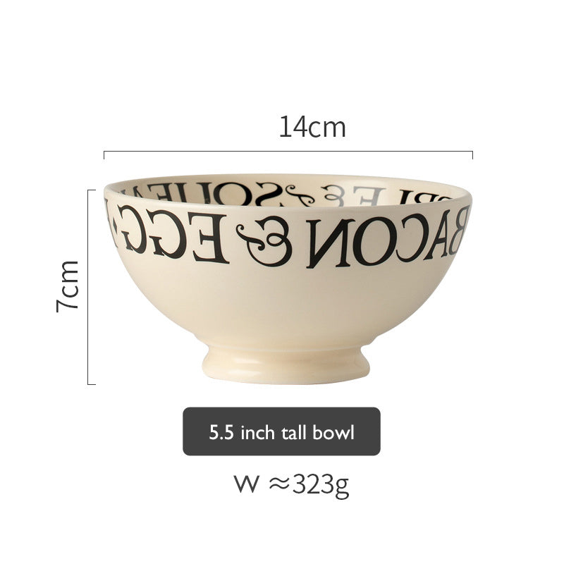 Minimalist Style Black Letter Ceramic 22 Pcs