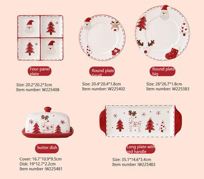 Nordic Stitching Santa Claus Dinnerware | 30 Pcs