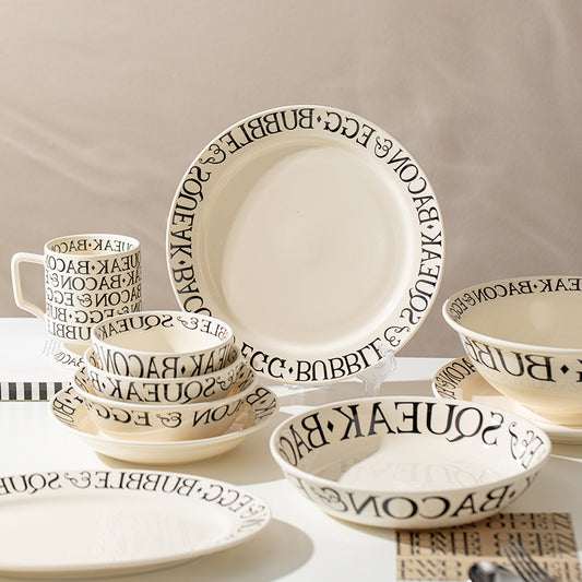 Minimalist Style Black Letter Ceramic 22 Pcs