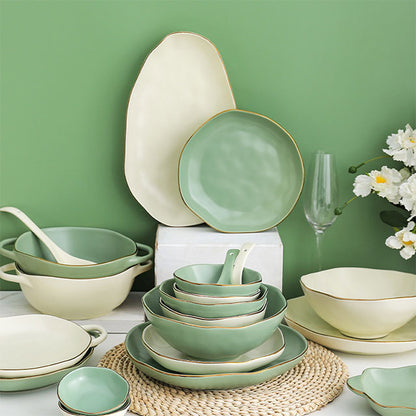 Luxury Royal Horeca Western Reactive Green Dinner Set Of 18 Pcs