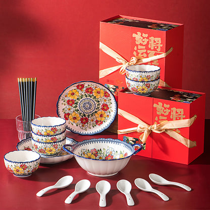 Boho Elegance – European Style Porcelain Dinnerware Gift Set in Premium Box