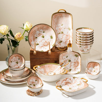 Camellia Charm – Handcrafted Porcelain Dinnerware