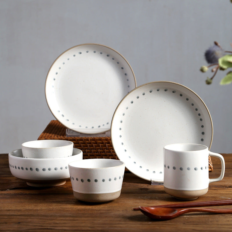Creative Japanese Style Hand-Painted White Design Dinner Set - 22 Piece