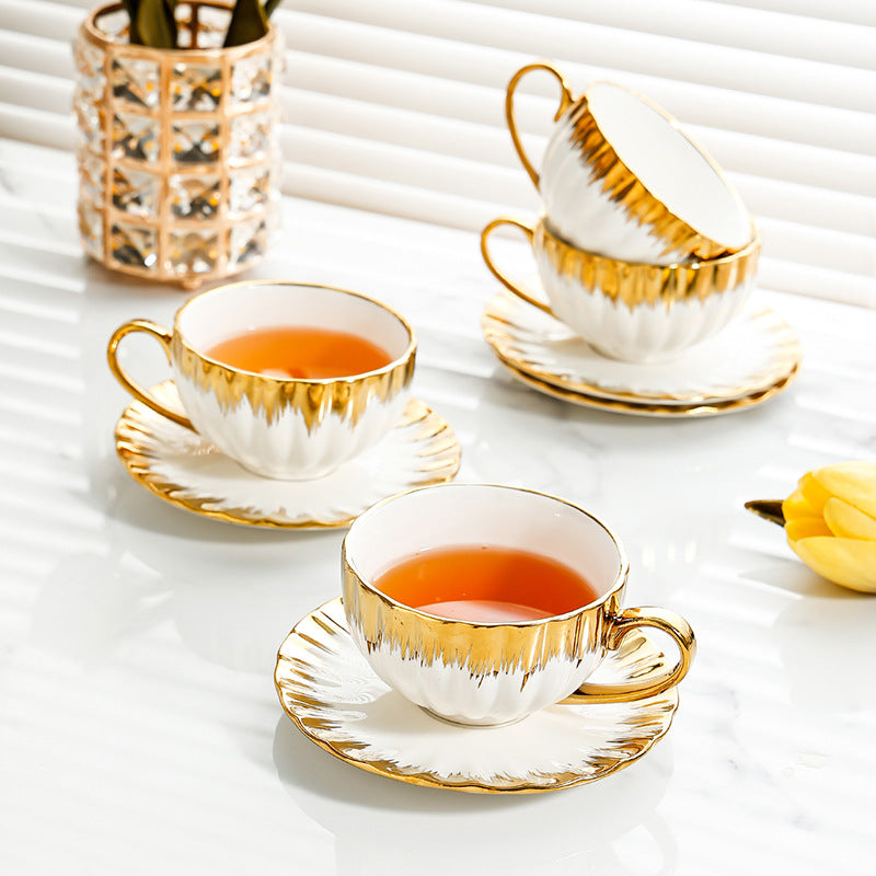 Elegant European Classic Gold-Plated Coffee Cup Set - 150ml