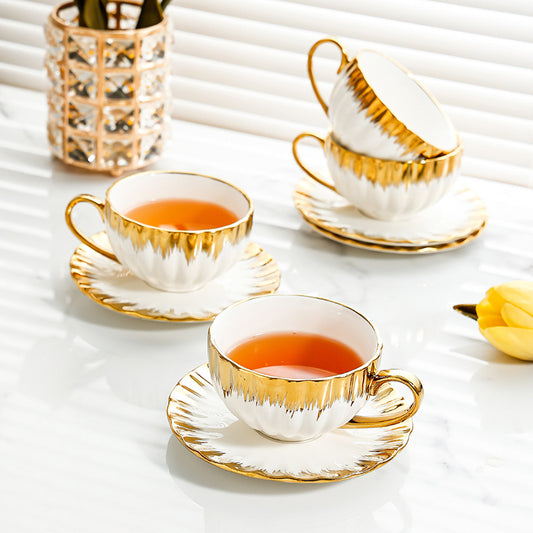 Elegant European Classic Gold-Plated Coffee Cup Set - 150ml